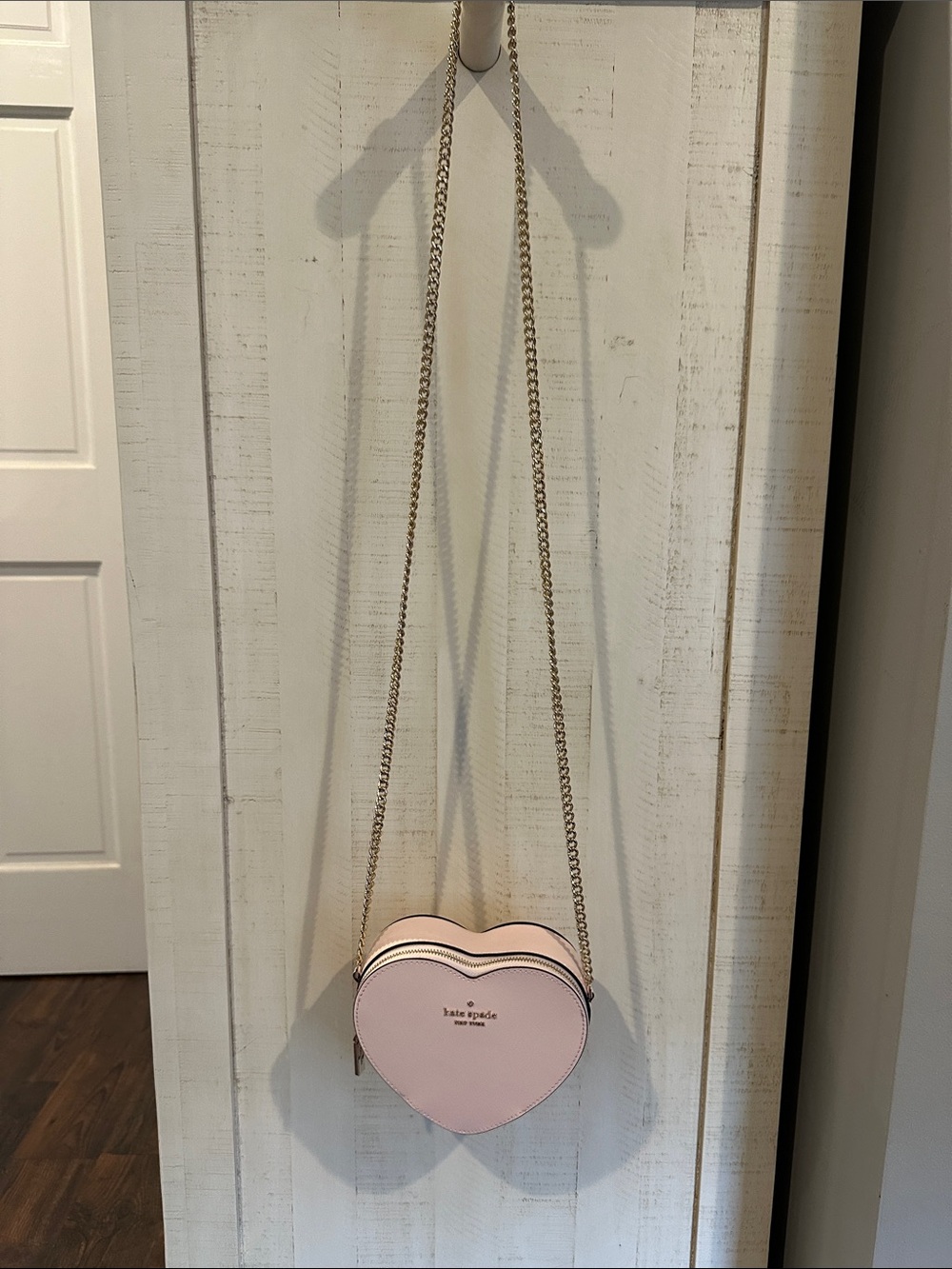 kate spade Pale Pink Heart Crossbody with Gold Chain